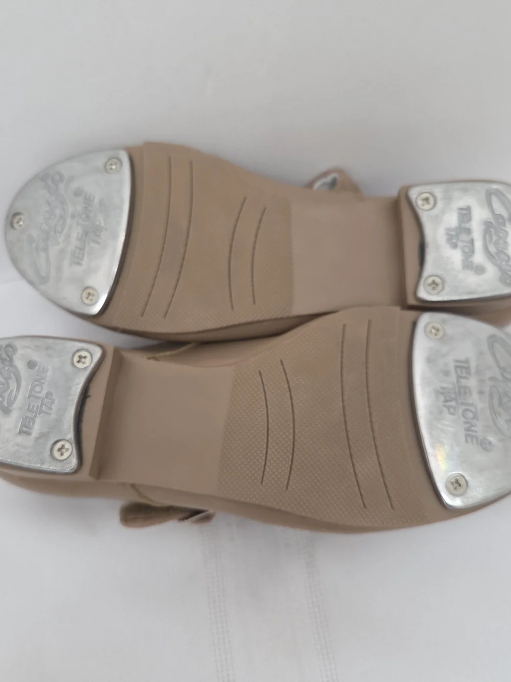 Capezio Kids Mary Jane Tap Shoes Sz 12.5 Taupe Dance
